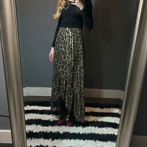 ba&sh metallic cheetah print maxi skirt